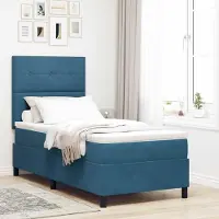 Prolenta Maison Exclusive - LED boxspringbed met hoofdeinde, donkerblauw, 100 x 200 cm, fluweel