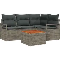 vidaXL Tuinbank Set 5 st Grijs poly rattan