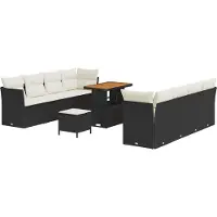 vidaXL Tuinbank Set 11 st 8-Aantal zitplaatsen Zwart en Crème