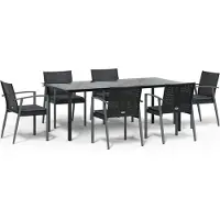 vidaXL 7-delige Tuinset met kussens poly rattan en staal