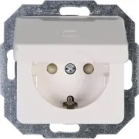 Kopp Milano wandcontactdoos met afdekklep | met randaarde | inbouw | wit