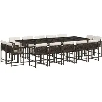 vidaXL 15-delige Tuinset met kussens poly rattan bruin