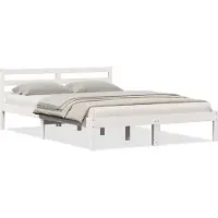 Syfax Bedframe Wit 215,5 x 145,5 x 69,5 cm Massief Vurenhout