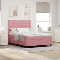 Prolenta Maison Exclusive - LED boxspringbed met hoofdeinde, roze, 140 x 200 cm, fluweel