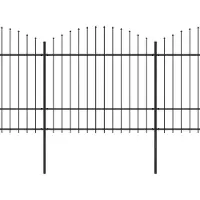 vidaXL Tuinhek met speren bovenkant (1,5-1,75)x13,6 m staal zwart