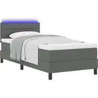 Syfax Boxspring bed met hoofdeinde Donkergrijs 90 x 200 cm Stof