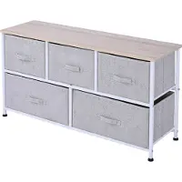 HOMCOM Stoffen Dressoir - Staal - 100x30x54cm - Grijs