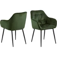 Ebuy24 2 x Bruks eetkamerstoel met armleuningen groen.