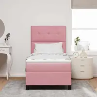 Prolenta Maison Exclusive - LED boxspringbed met hoofdeinde, roze, 80 x 200 cm, fluweel