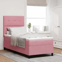Prolenta Maison Exclusive - LED boxspringbed met hoofdeinde, roze, 90 x 200 cm, fluweel