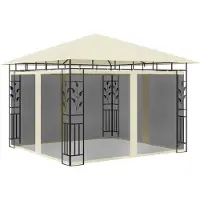 The Living Store De Living Store paviljoen met muggengaas, afmetingen 3x3x2,73 meter, kleur crème, materiaal: 180 g/m²