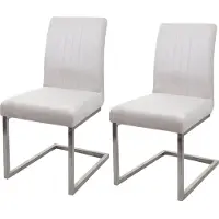Mendler Set van 2 sledestoelen -L14, bezoekersstoel conferentiestoel, fluweel geborsteld roestvrij staal ~ crème-wit