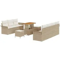 vidaXL Tuinbank Set 10 st 9-Aantal zitplaatsen Beige en Crème
