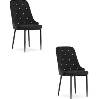 Leobert AMORE Velvet Design Stoelen – Set van 2 – Zwart Fluweel – Zwarte Metalen Poten – Verstelbare Voetjes – Max. 120 kg