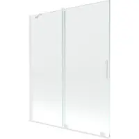 Mexen Velar badwand 2-delig schuifbaar 140 x 150 , transparant, wit - 896-140-000-01-20