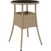 Syfax Tuintafel Ø60x75 cm gehard glas en poly rattan beige