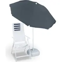 Relaxdays parasol met knikarm 180 cm - kantelbare strandparasol - ronde tuinparasol balkon - grijs