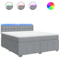 vidaXL Boxspring met matras stof lichtgrijs 180x200 cm