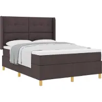 vidaXL Boxspring bed met hoofdeinde Donkerbruin 140 x 200 cm Stof