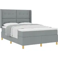 vidaXL Boxspring bed met hoofdeinde Lichtgrijs 140 x 190 cm Stof