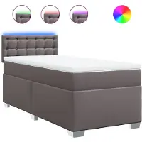 vidaXL Boxspring met matras kunstleer grijs 90x190 cm