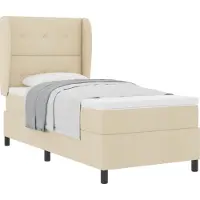 vidaXL Boxspring bed met hoofdeinde Crème 90 x 190 cm Stof