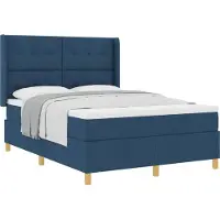 vidaXL Boxspring bed met hoofdeinde Blauw 140 x 190 cm Stof