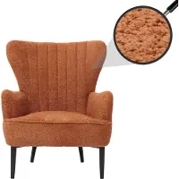 MCW Loungestoel -K37, cocktail/oor fauteuil gestoffeerde stoel retro vintage stof chenille (500g/m²) Oeko-Tex ~ oranje