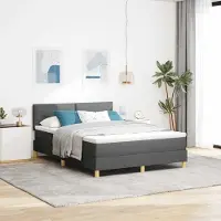 Prolenta Maison Exclusive - LED boxspringbed met hoofdeinde, donkergrijs, 160 x 200 cm, gestoffeerd