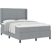 vidaXL Boxspring bed met kussen Lichtgrijs 190 x 140 cm Stof