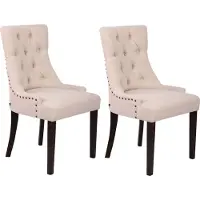 CLP Aberdeen Set van 2 eetkamerstoelen - Zonder armleuning - Hout - Stof - creme antiek