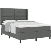 vidaXL Boxspring bed met kussen Donkergrijs 190 x 140 cm Stof