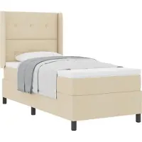 vidaXL Boxspring bed met kussen met hoofdeinde Crème 190 x 90 cm Stof