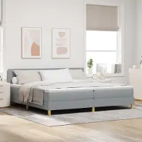 Prolenta Maison Exclusive - LED boxspringbed met hoofdeinde, lichtgrijs, 200 x 200 cm, gestoffeerd