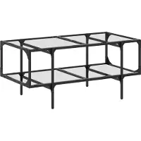 vidaXL Salontafel met transparant glazen blad 98,5x50x45 cm staal