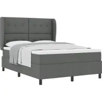 vidaXL Boxspring bed met hoofdeinde Donkergrijs 140 x 200 cm Stof