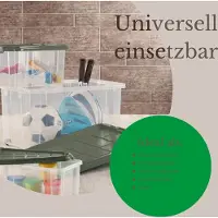 Novaliv 8x opbergdozen met deksel, groot 45L, transparant, nestbaar, stapelbaar met clipsluiting, rolboxen, kunststof, BPA-vrij, 61x40x26 cm