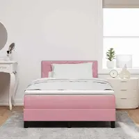Prolenta Maison Exclusive - LED boxspringbed met hoofdeinde, roze, 120 x 190 cm, fluweel