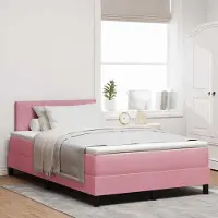 Prolenta Maison Exclusive - LED boxspringbed met hoofdeinde, roze, 120 x 200 cm, fluweel