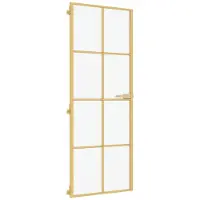 vidaXL Binnendeur smal 76x201,5 cm gehard glas en aluminium goudkleur