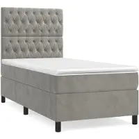 Syfax Boxspring met matras fluweel lichtgrijs 100x200 cm