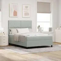 Prolenta Maison Exclusive - LED boxspringbed met hoofdeinde, lichtgrijs, 140 x 200 cm, fluweel
