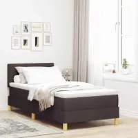 Prolenta Maison Exclusive - LED boxspringbed met hoofdeinde, donkerbruin, 90 x 190 cm, gestoffeerd
