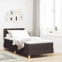 Prolenta Maison Exclusive - LED boxspringbed met hoofdeinde, donkerbruin, 90 x 200 cm, gestoffeerd