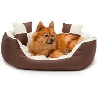 Lionto Hondenbed omkeerbaar, waterafstotend & zacht, 65x50 cm bruin/beige