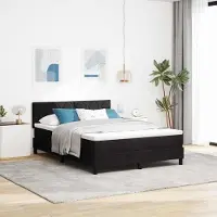 Prolenta Maison Exclusive - LED boxspringbed met hoofdeinde, zwart, 140 x 200 cm, fluweel