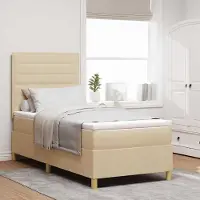 Prolenta Maison Exclusive - LED boxspringbed met hoofdeinde, crème kleur, 100 x 200 cm, gestoffeerd