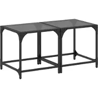 vidaXL Salontafels 2 st met zwart glazen blad 40x40x40 cm staal