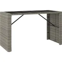 Syfax Bartafel met glazen blad 185x80x110 cm poly rattan grijs