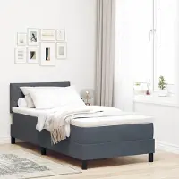 Prolenta Maison Exclusive - LED boxspringbed met matras, donkergrijs, 90 x 190 cm, fluweel